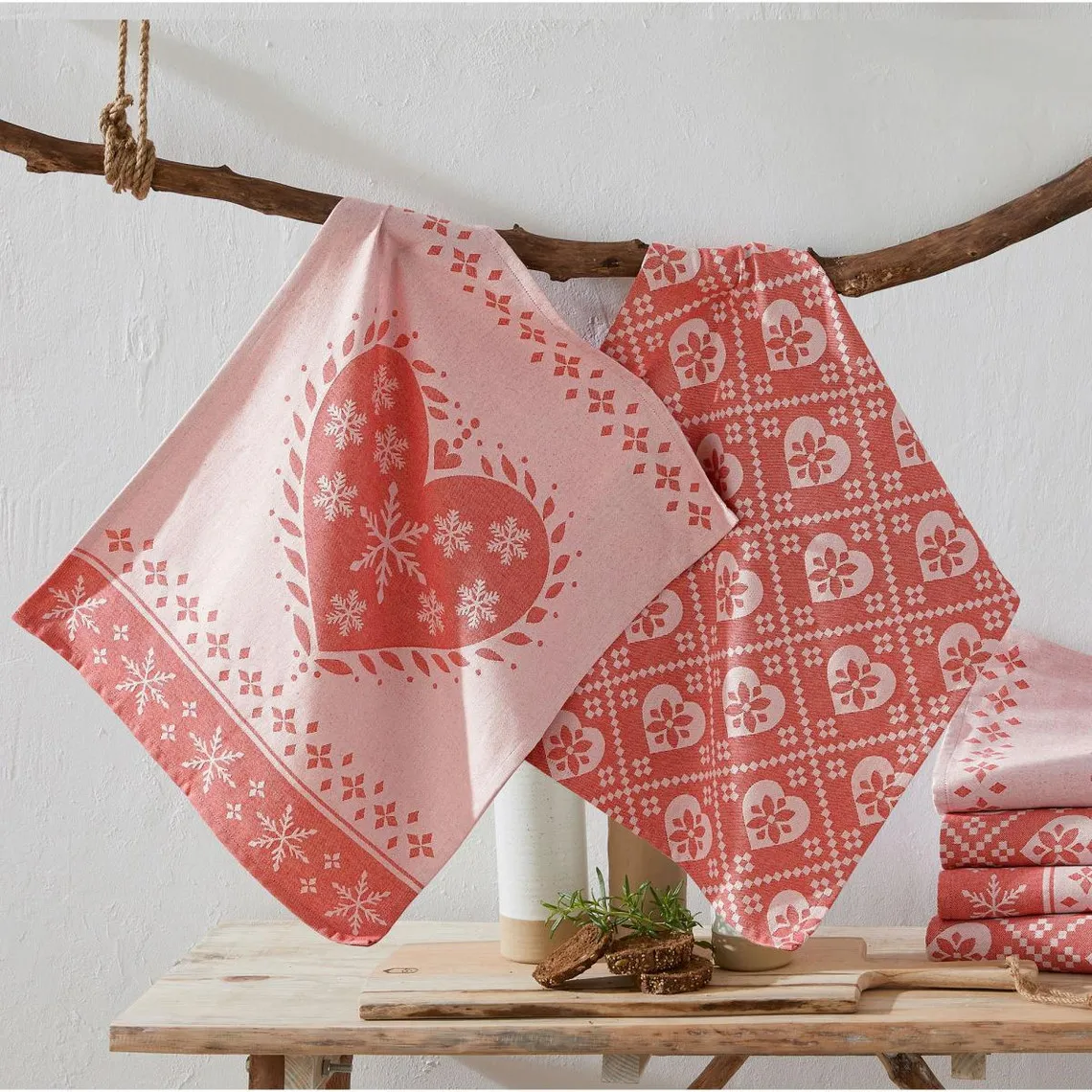 Lot de 2 torchons Esprit chalet en Coton tissé jacquard CHALTO Multicolore | 3 Suisses